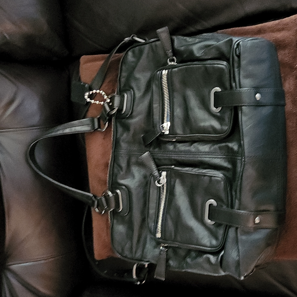 Coach xl black leather convertible tote